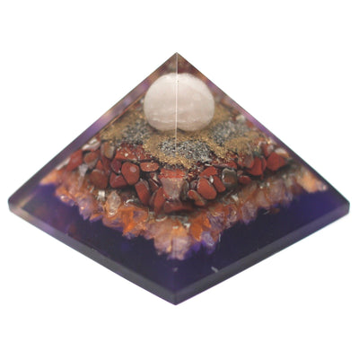 Orgonitová pyramída 70mm - páv vo viacfarebnom dizajne z drahých kameňov a medi