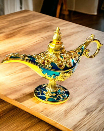 Malá Ručne Vyrobená Lampa Aladina - Kovové Umelecké Remeslo na Dekoráciu Domu, gravírovanie