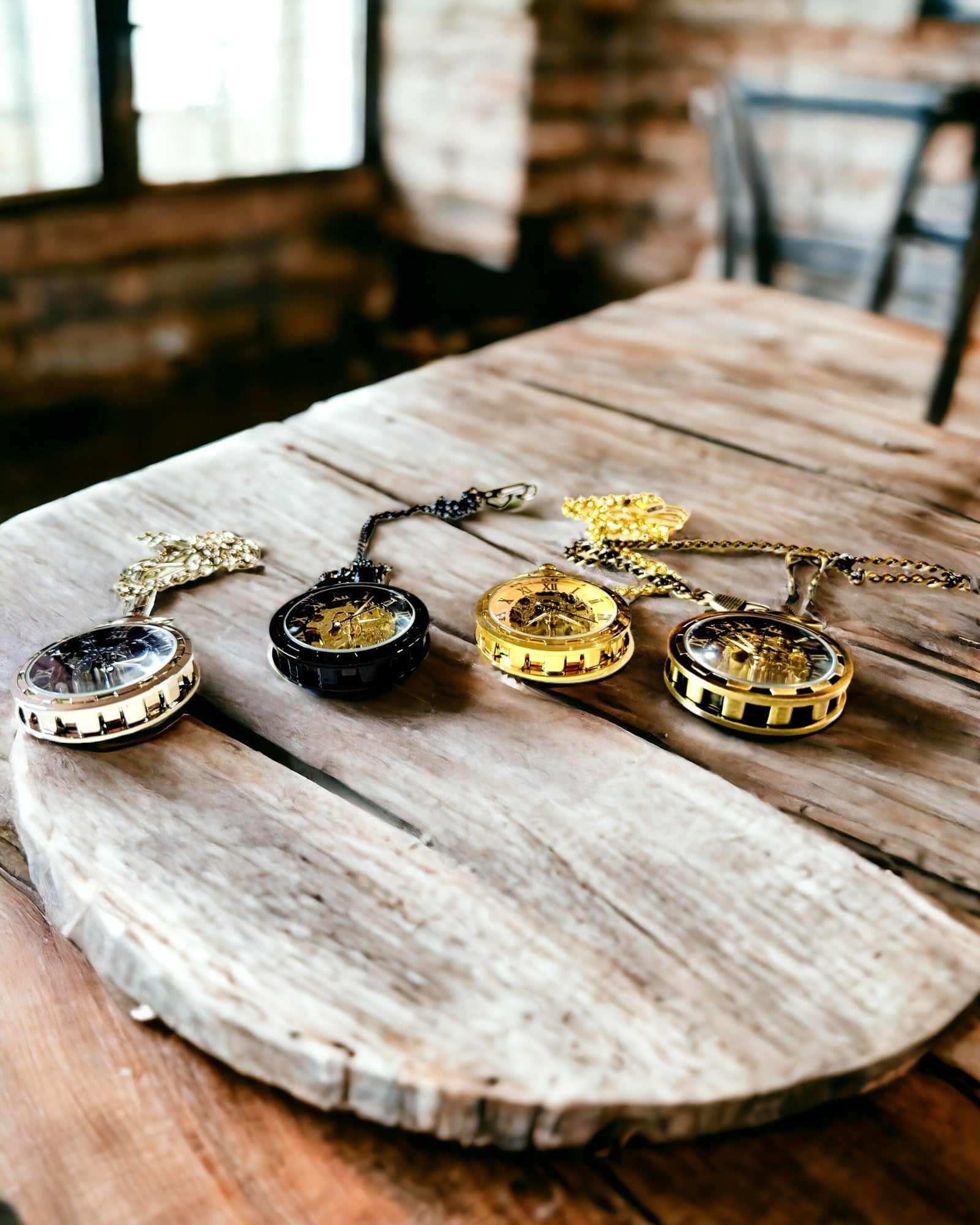 Mechanické vreckové hodinky v retro štýle, vodotesné, poloautomatické - čierna farba - ideálne ako darček, gravírovanie