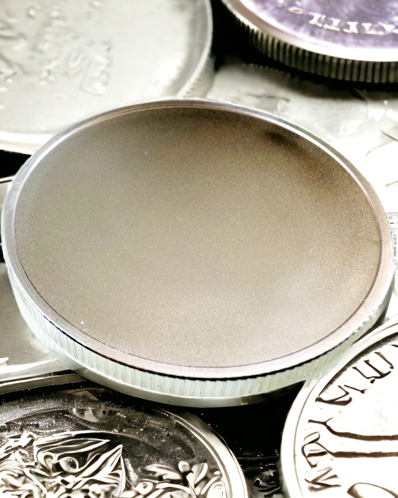 Prázdna Výzvová Minca s Možnosťou Personalizácie Gravírovaním – Zberateľská, 40mm, tri modely