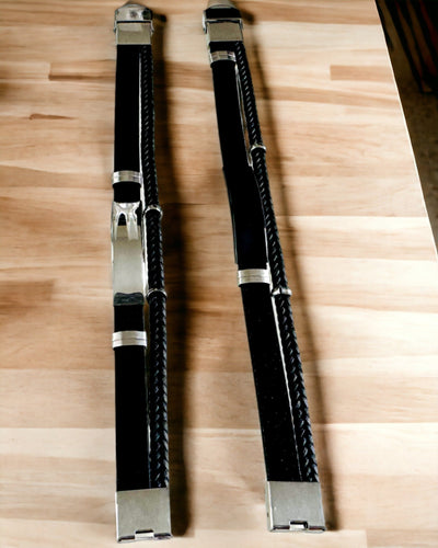 Pánsky náramok z PU kože a nehrdzavejúcej ocele s možnosťou gravírovania – Dostupný v dvoch farebných variantoch