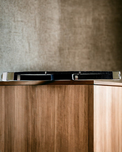 Pánsky náramok z PU kože a nehrdzavejúcej ocele s možnosťou gravírovania – Dostupný v dvoch farebných variantoch