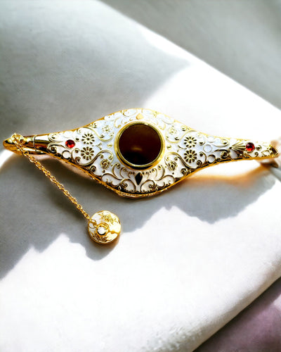 Magická lampa Aladina s možnosťou gravírovania - Biela varianta, prepletená so zlatou