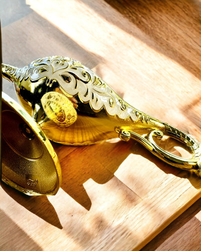 Magická lampa Aladina s možnosťou gravírovania - Biela varianta, prepletená so zlatou