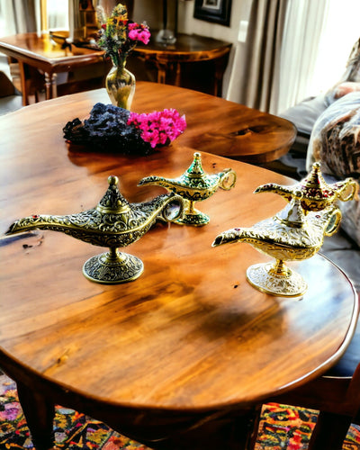 Magická lampa Aladina s možnosťou gravírovania - Biela varianta, prepletená so zlatou