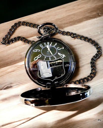 Vreckové hodinky "Astrum Temporis" - Čierny rám. Možnosť personalizácie gravírovaním