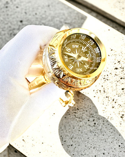 Kompasso Brown - Laska na prechádzky - Drevená Ručne Vyrezávaná - Exkluzívna Edícia s Možnosťou Gravírovania