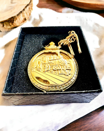 Vreckové hodinky "Imperialný Vlak", možnosť personalizácie gravírovaním, zlatá farba