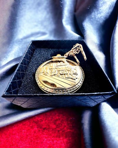 Vreckové hodinky "Imperialný Vlak", možnosť personalizácie gravírovaním, zlatá farba