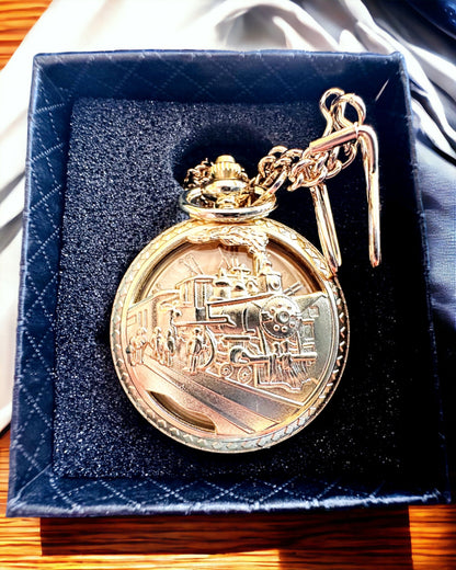 Vreckové hodinky "Imperialný Vlak", možnosť personalizácie gravírovaním, zlatá farba