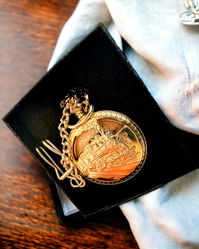 Vreckové hodinky "Imperialný Vlak", možnosť personalizácie gravírovaním, zlatá farba