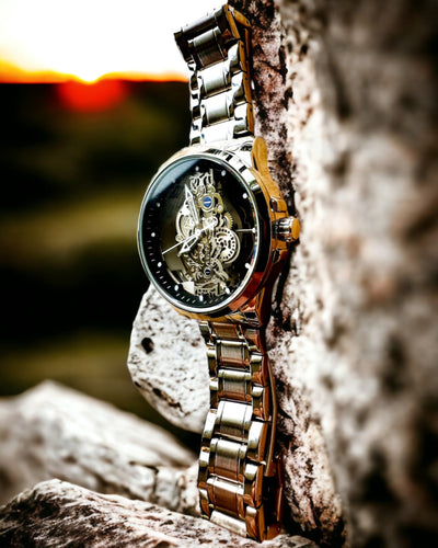 Elegantné pánske hodinky KIMSDUN Prestige Transparentný Mechanizmus a Športová Elegancia, možnosť personalizácie gravírovaním