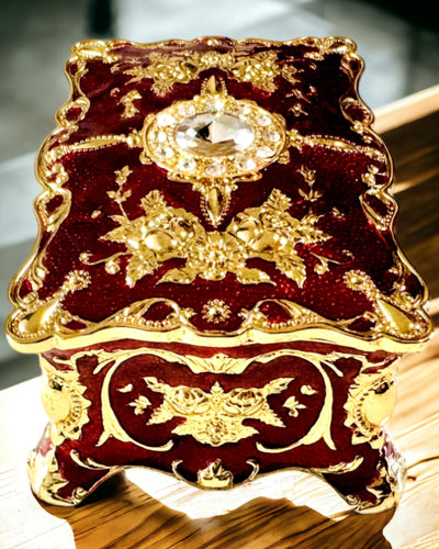 Skrinka, Organizér na Šperky v Štýle Vintage – Kovová Skrinka na Poklady s Ozdobnými Prvkami