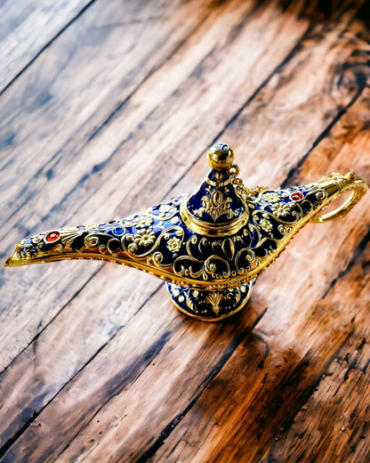 Magická lampa Aladina s možnosťou gravírovania - Variant tmavomodrý, prepletený so zlatou