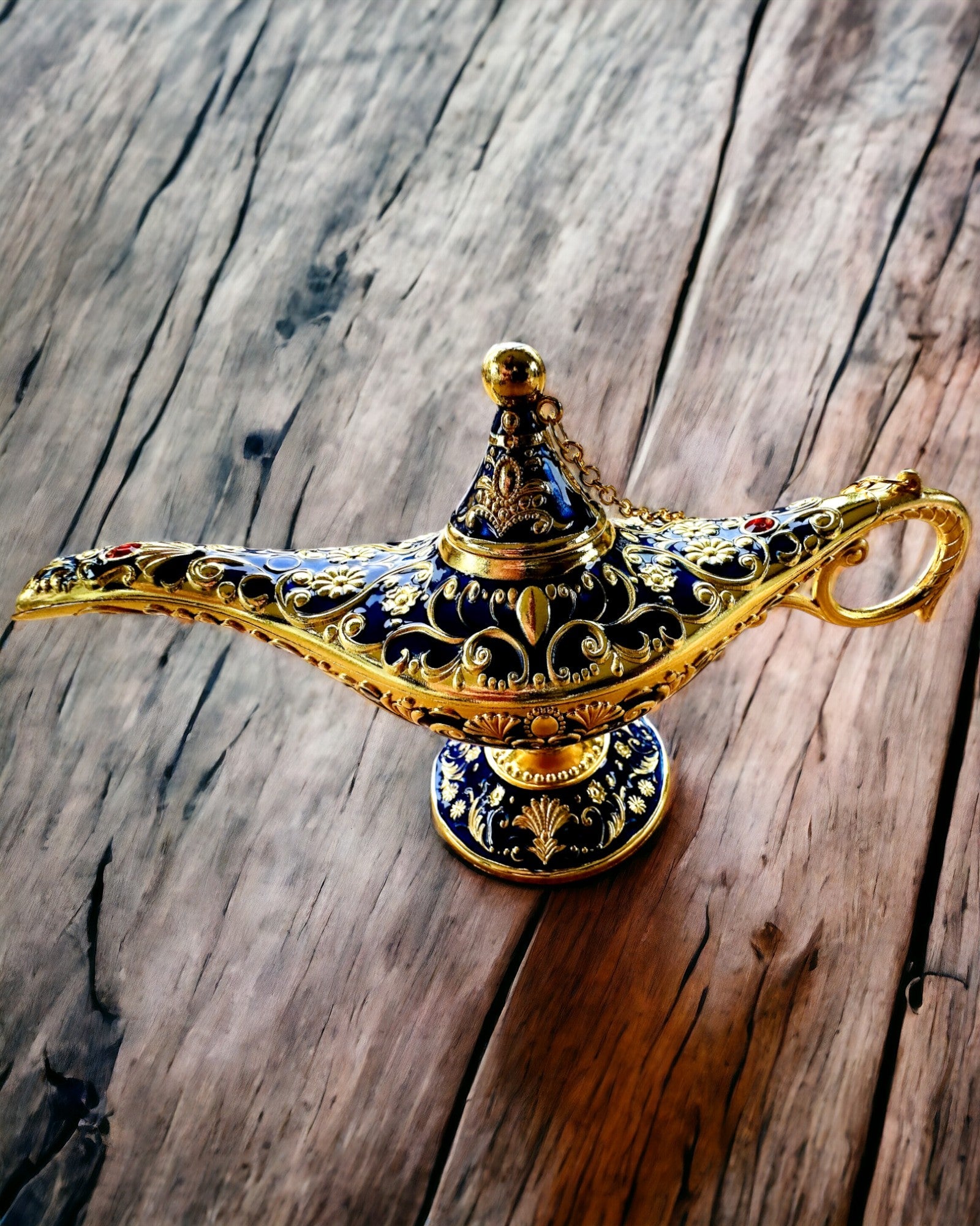 Magická lampa Aladina s možnosťou gravírovania - Variant tmavomodrý, prepletený so zlatou