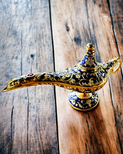 Magická lampa Aladina s možnosťou gravírovania - Variant tmavomodrý, prepletený so zlatou