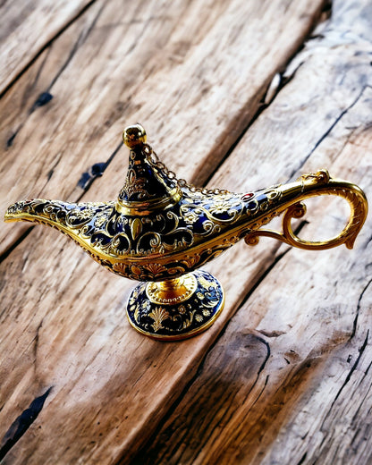 Magická lampa Aladina s možnosťou gravírovania - Variant tmavomodrý, prepletený so zlatou