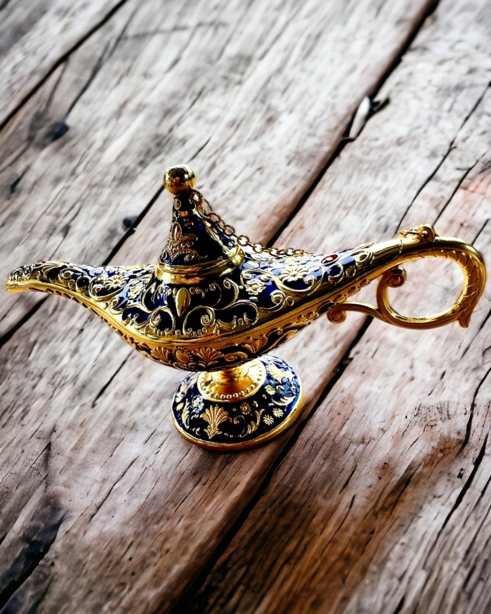 Magická lampa Aladina s možnosťou gravírovania - Variant tmavomodrý, prepletený so zlatou