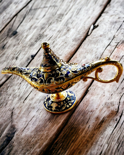 Magická lampa Aladina s možnosťou gravírovania - Variant tmavomodrý, prepletený so zlatou
