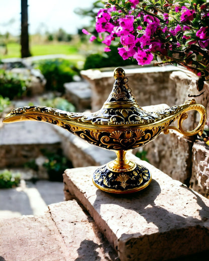 Magická lampa Aladina s možnosťou gravírovania - Variant tmavomodrý, prepletený so zlatou
