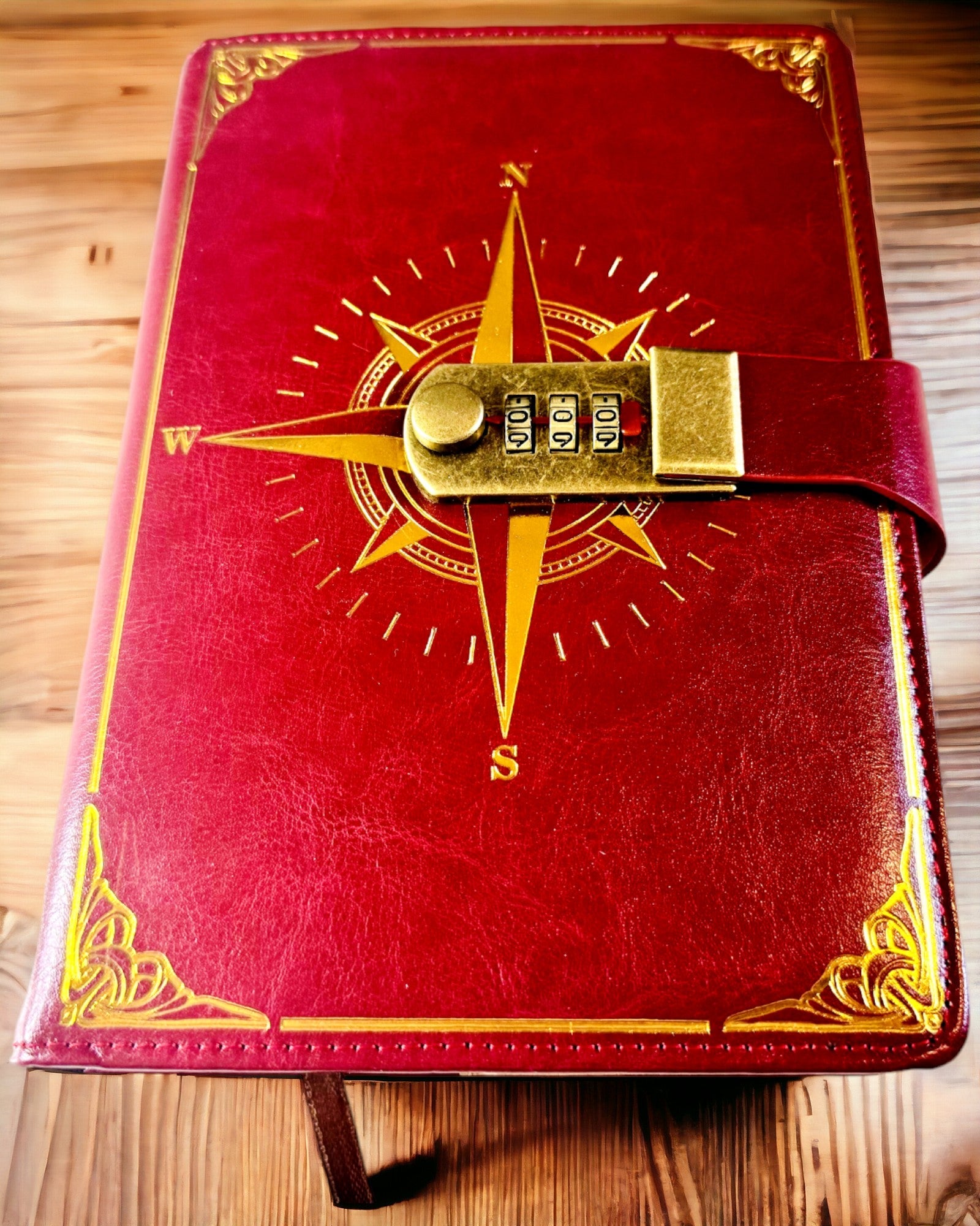 Prémiový zápisník s číselným zámkom A5 - Vintage štýl s kompasom, japonský dizajn, papierenské potreby pre študentov a podnikanie. Personalizácia gravírovaním