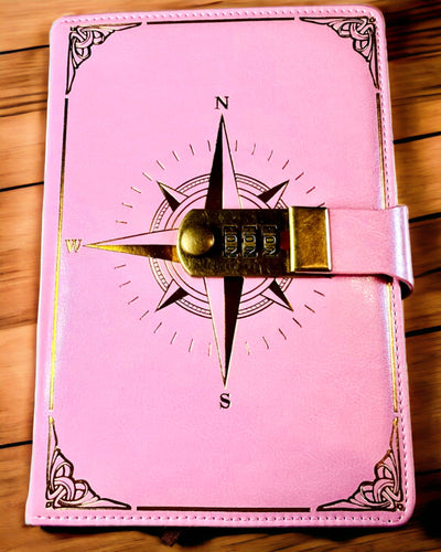 Notatnik Premium z Zamkiem Szyfrowym A5 - Styl Vintage z Kompasem, Japoński Design, Artykuły Papiernicze dla Studentów i Biznesu. Personalizacja grawerem