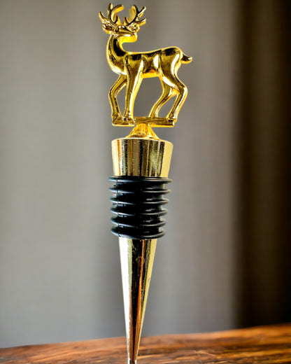 Exkluzívny Kovový Zátka na Víno s Jeleňom - Elegantný a Funkčný, možnosť personalizácie gravírovaním