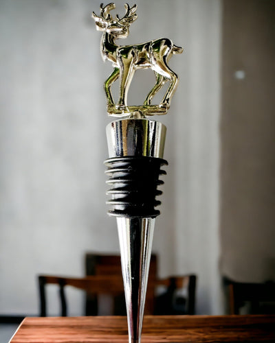 Ekskluzywny Metalowy Korek do Wina z Jeleniem - Elegancki i Funkcjonalny, możliwość personalizacji grawerem