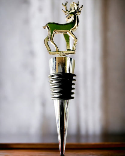 Exkluzívny Kovový Zátka na Víno s Jeleňom - Elegantný a Funkčný, možnosť personalizácie gravírovaním