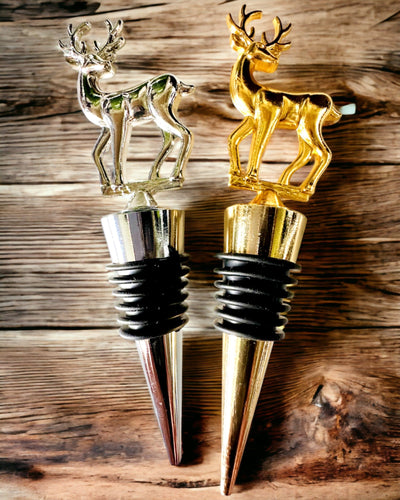 Ekskluzywny Metalowy Korek do Wina z Jeleniem - Elegancki i Funkcjonalny, możliwość personalizacji grawerem