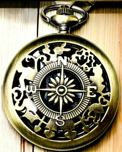 Antický bronzovo-zlatý vreckový kompas s filigránovým vzorom – Perfektný pre prieskumníkov a milovníkov retro. Personalizácia gravírovaním