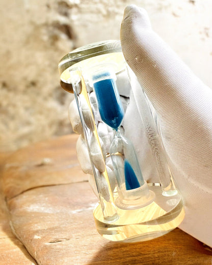 Presýpacie hodiny „Blue Elegance”, 10 cm výška, odmerajú 10 minút času