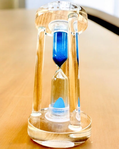 Presýpacie hodiny „Blue Elegance”, 10 cm výška, odmerajú 10 minút času