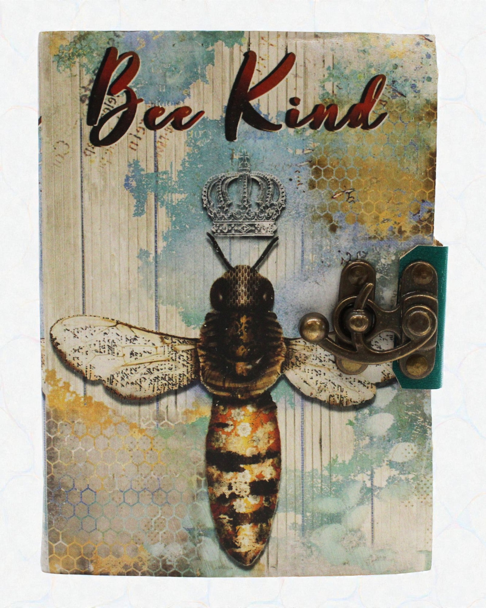 Kožený zápisník Bee Kind s rozstrapkaným okrajom (17,8x12,7 cm)