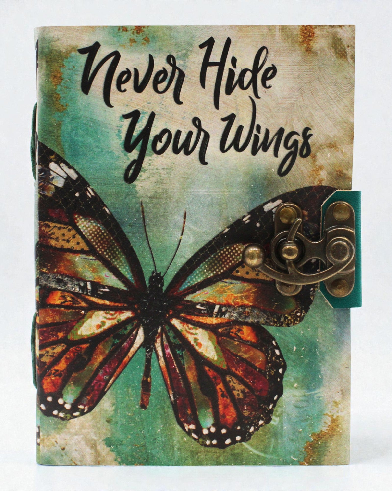 Skórzany Notatnik Motyl Inspiracji Never Hide Your Wings – 13 × 18 cm