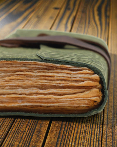 Green Maze Vintage – kožený zápisník so zostarnutými listami 12,7 × 8,9 cm