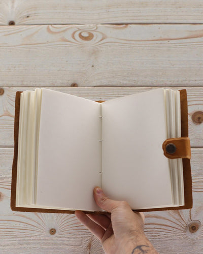 Skórzany Notatnik z Wytłoczonymi Kwiatami – brązowy (17,8 x 12,7 cm)