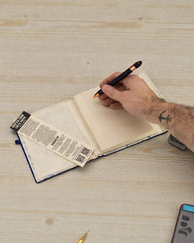 Stredný zápisník Lokta, modrá bavlna (15 x 12 cm) – 45 listov