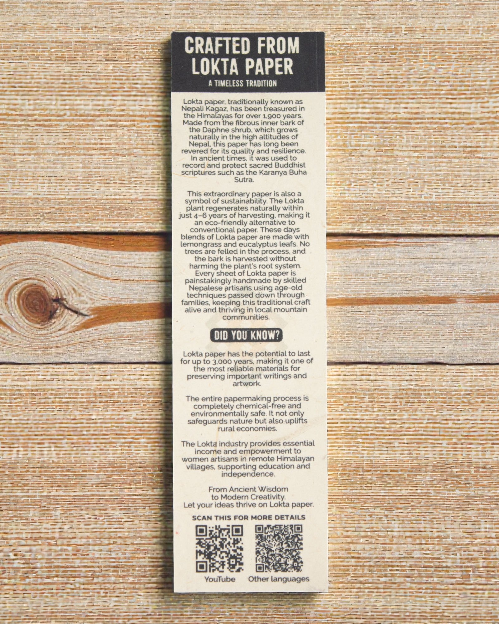 Lokta Písmo dedičstva – veľký zápisník 21 × 15 cm, 45 listov, Vaše slová zakorenené v tradícii