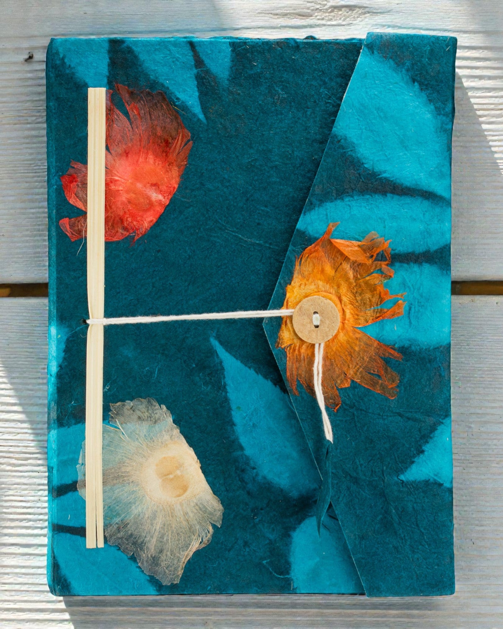 Lokta výrazný kvetinový zápisník – veľký (21x15cm) – 45 listov – obsahuje záložku na poznámky – polnočná modrá