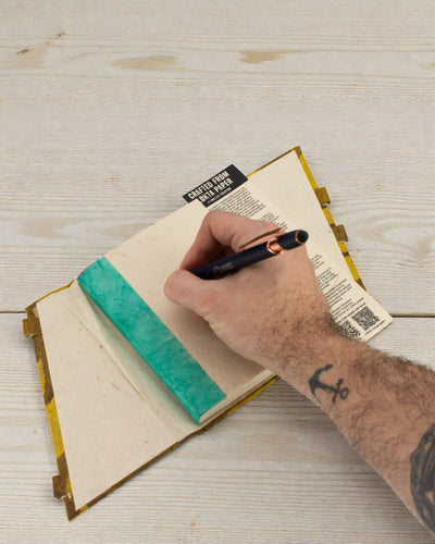 Lokta výrazný kvetinový zápisník s bambusovým uzáverom – stredný (15x12cm) – 45 listov – horčicovohnedý