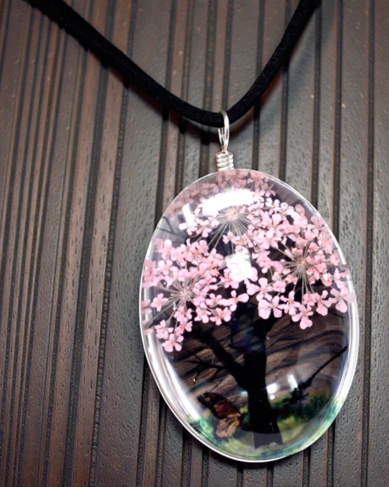 Ružová záhrada – sada šperkov so sušenými kvetmi Strom života