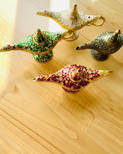 Magická lampa Aladina s možnosťou gravírovania - Biela varianta, prepletená so zlatou