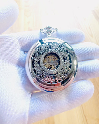 Vreckové hodinky "Eterna Elegancia", personalizovaný darček, gravírovanie. Strieborná farba