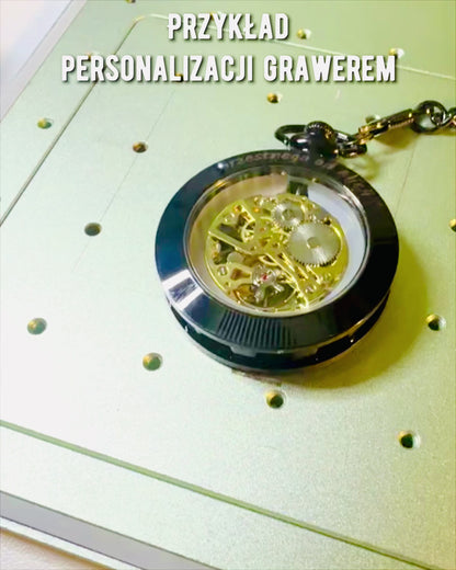 Mechanické vreckové hodinky v retro štýle, vodotesné, poloautomatické - čierna farba - ideálne ako darček, gravírovanie
