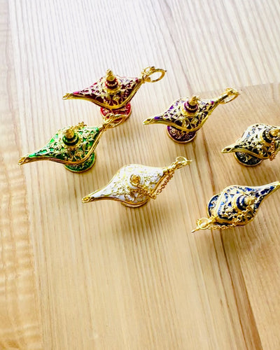 Malá 4 cm Magická Lampa Aladina, brelok, 6 variantov farebných - Zázračné Spomienky, personalizácia gravírovaním