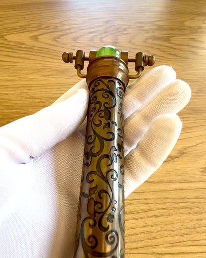 Vintage kaleidoskop „Emerald Dreams“, 15 cm – ručne vyrobený, s možnosťou personalizácie gravírovaním ako darček