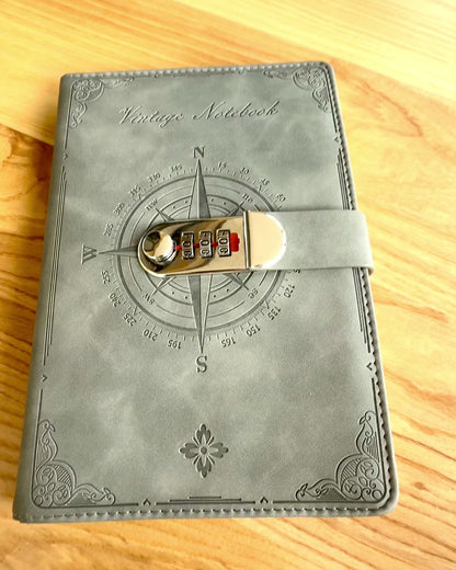 Tajný Zápisník A5 Vintage so zámkom na kód - Vyberte Si Svoj Štýl, personalizácia gravírovaním na darček