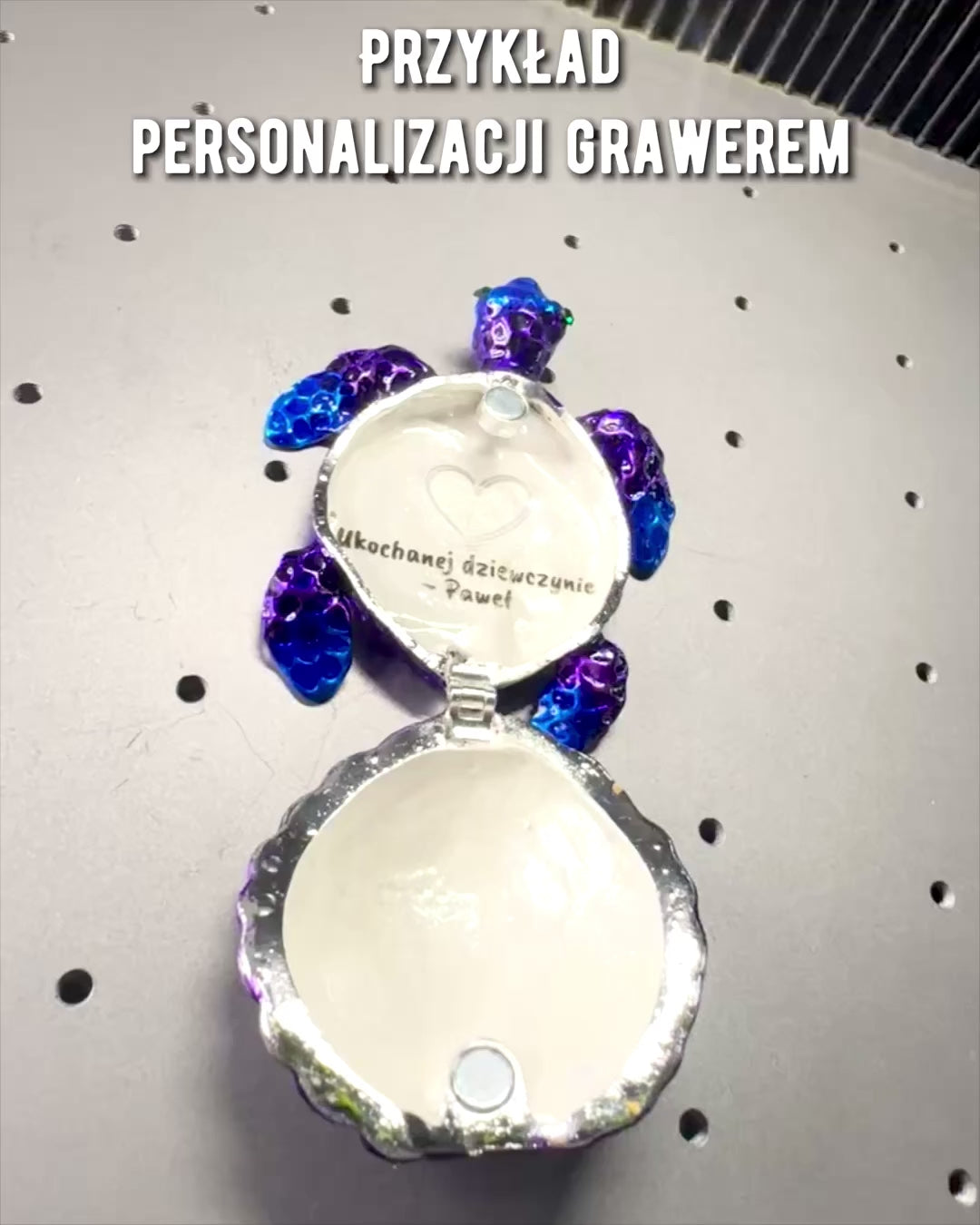 Magický Poklad Korytnačky - Skrýša na Šperky s možnosťou personalizácie gravírovaním, darček