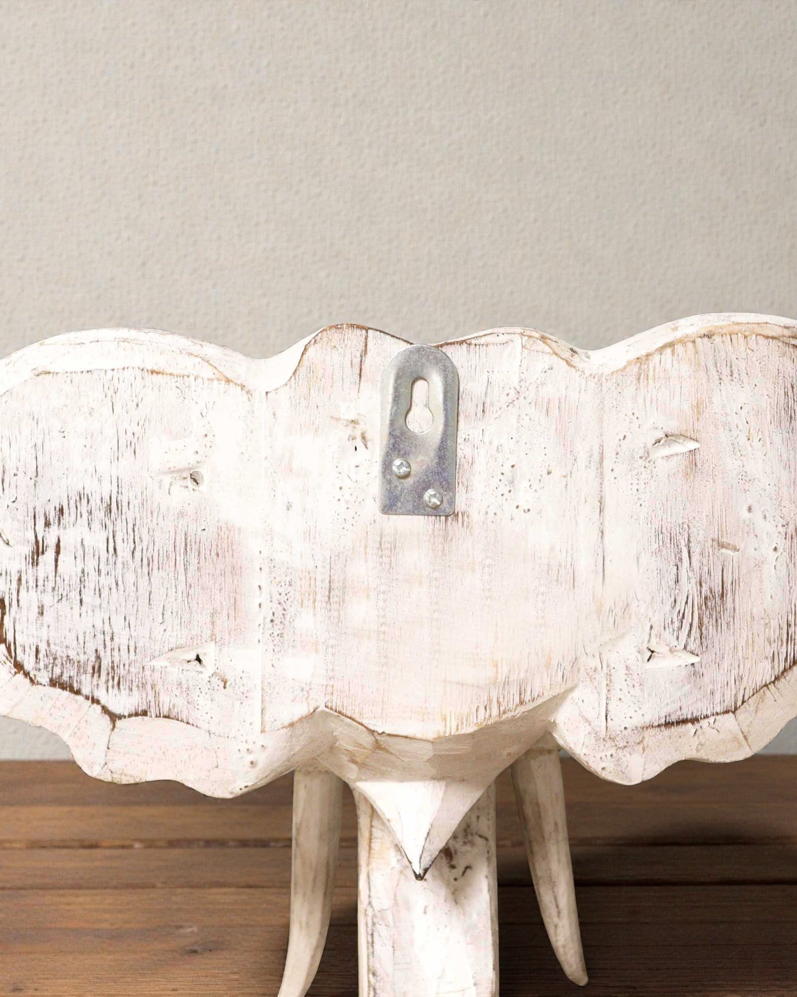 Duża Głowa Słonia 29x26 cm – Biel i Złoto